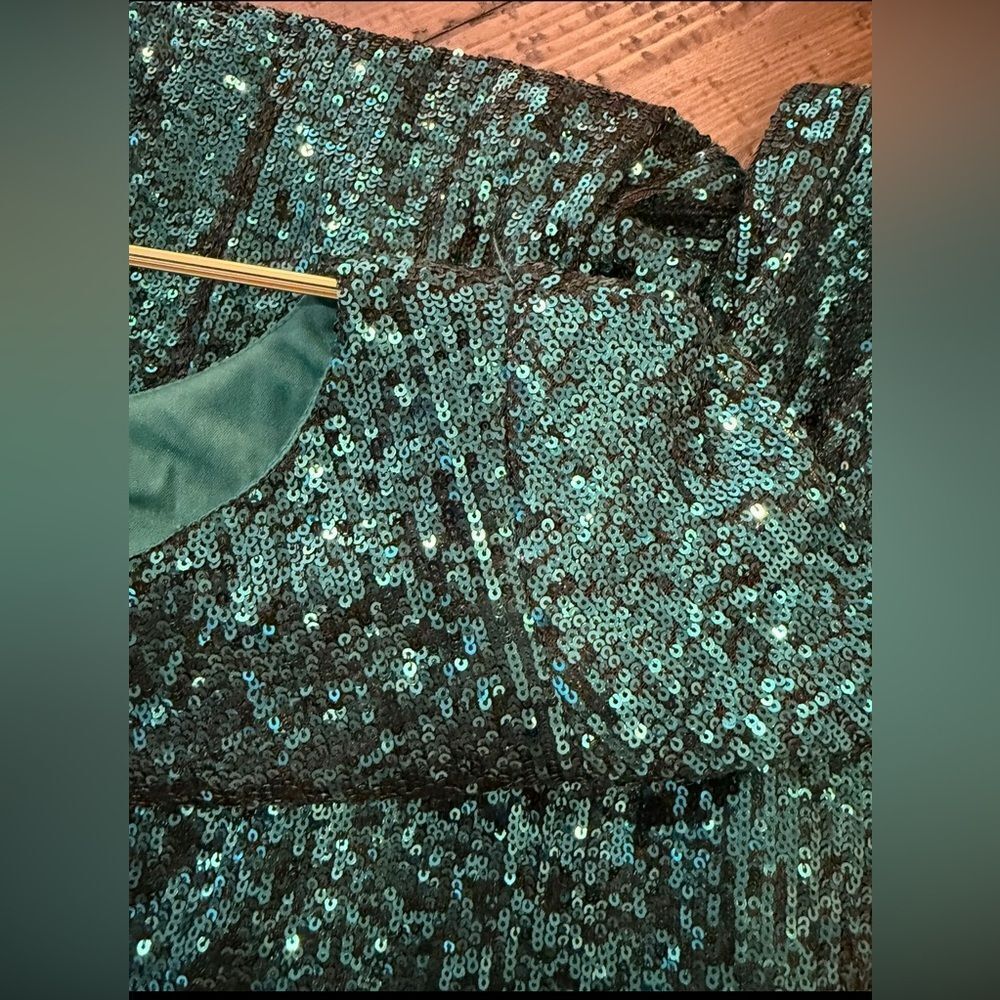 NWOT Steve Madden Teal Sequin Dress - Picture 5 of 6